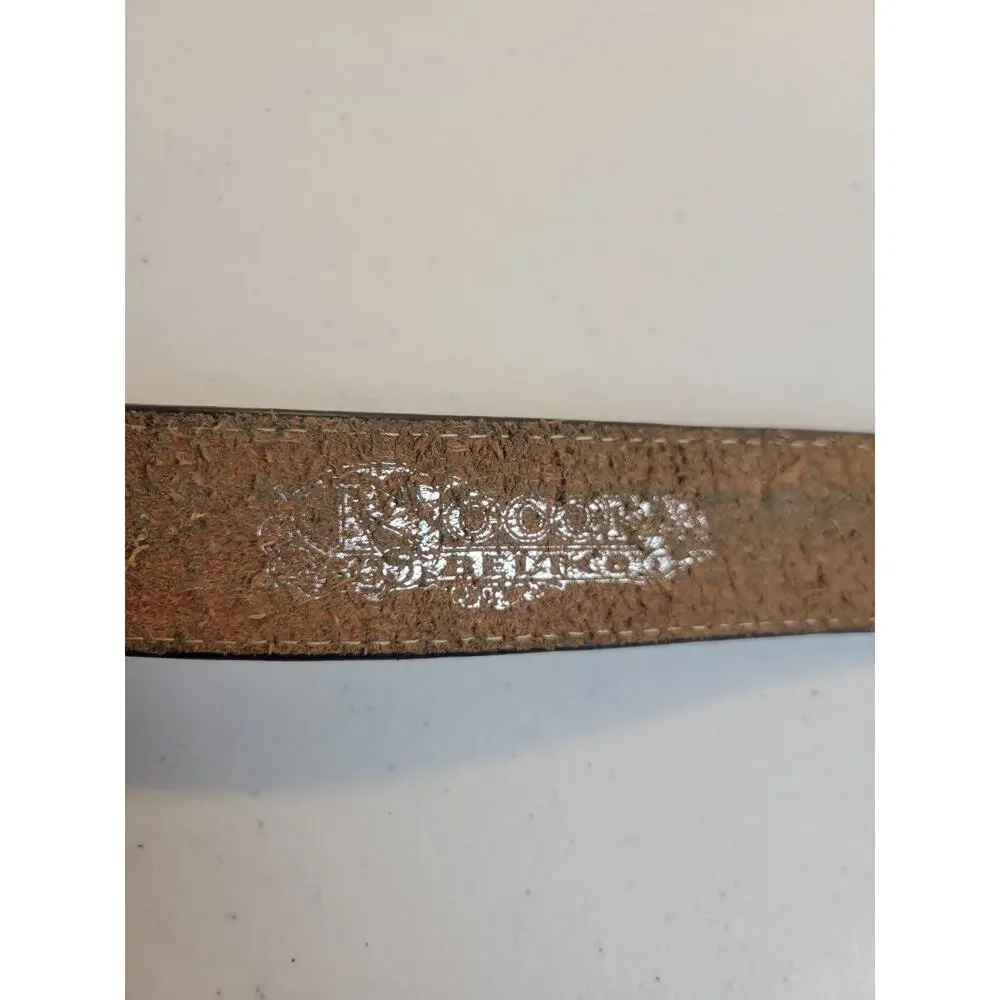 Nocona Brown Embossed Braided Zipped Pocket Inside Classic Belt Men's Size 38-40
